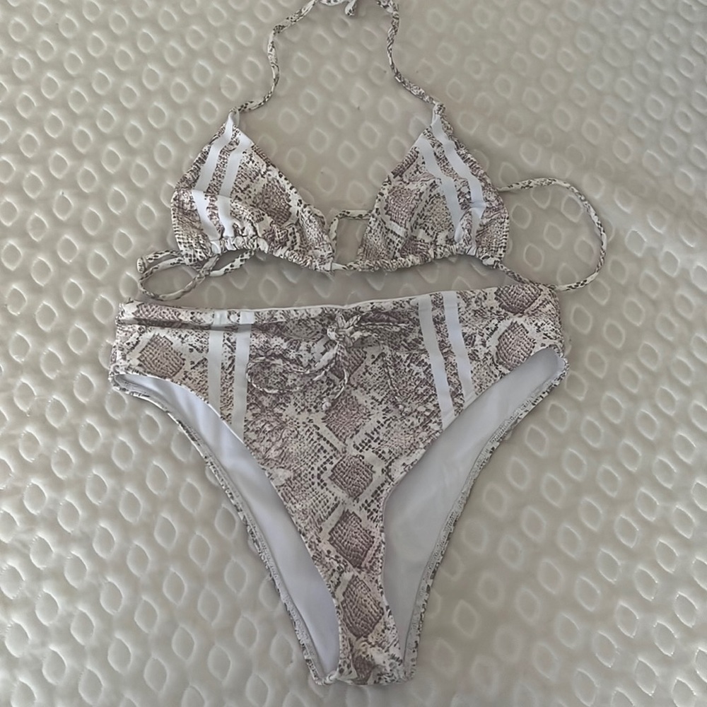 Snake print bathingsuit.
